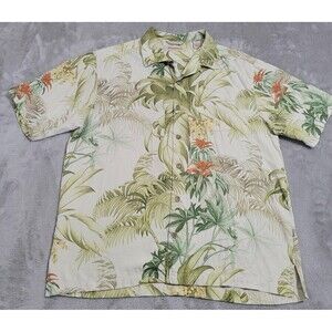 Tommy Bahama Shirt Mens Large Multicolor Tropical Silk Short Sleeve Hawaiian